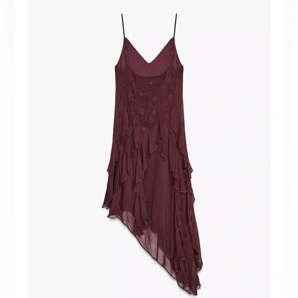 Zara ZW Collection Embroidered Asymmetric Dress - Picture 10 of 10